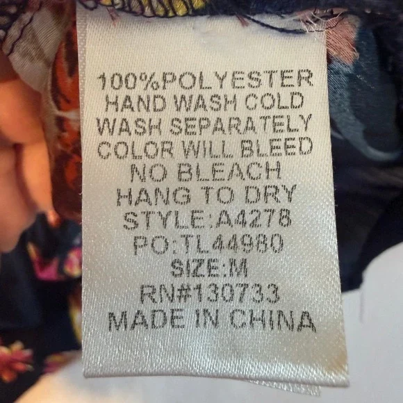 UMGEE Women Medium Navy Floral Twist Front Kimono Sleeve Top Oversized Bloomcore - Picture 4 of 8